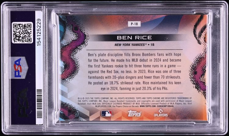 2025 Topps Chrome Cosmic Planetarium Ben Rice ROOKIE #P-18 PSA 8 NM-MT