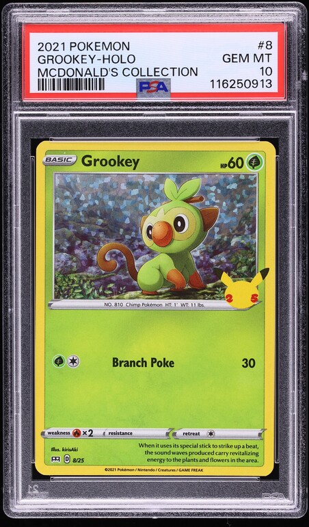2021 Pokemon Sword & Shield McDonald's Collection Holo Grookey #8 PSA 10 GEM