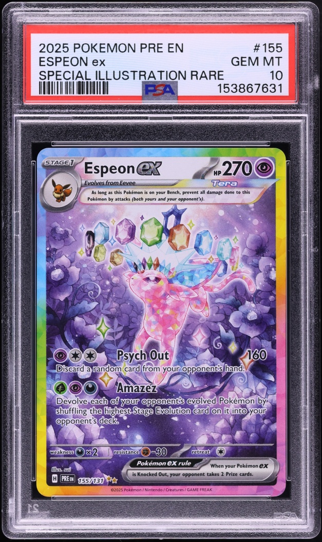 2025 Pokemon Scarlet & Violet Prismatic Evolutions SIR Espeon ex #155 PSA 10 GEM MINT