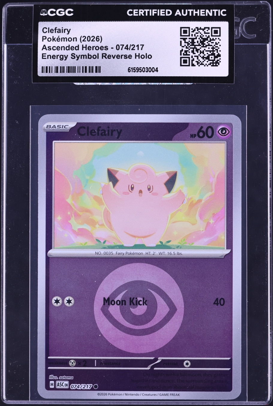 2026 Pokemon Mega Evolution Ascended Heroes Energy Symbol Reverse Holo Clefairy #074 CGC AUTH