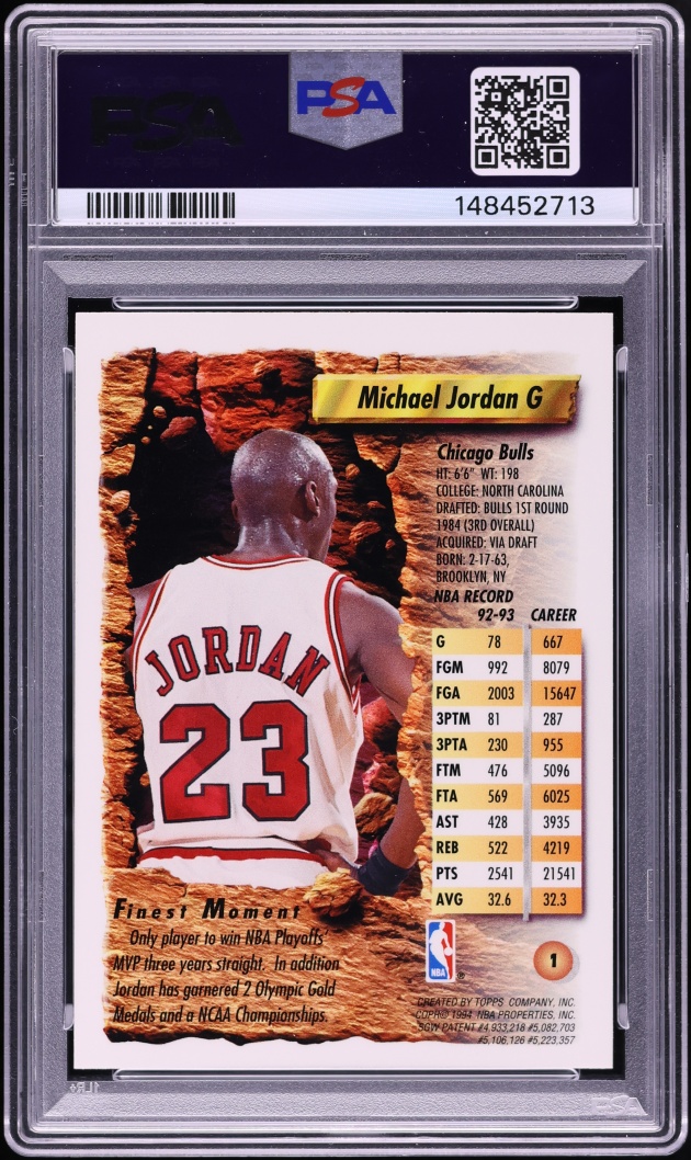 1993 Finest Basketball Michael Jordan #1 PSA 8 NM-MT