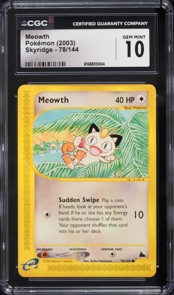 2003 Pokemon Skyridge Meowth #78 CGC 10 GEM MINT