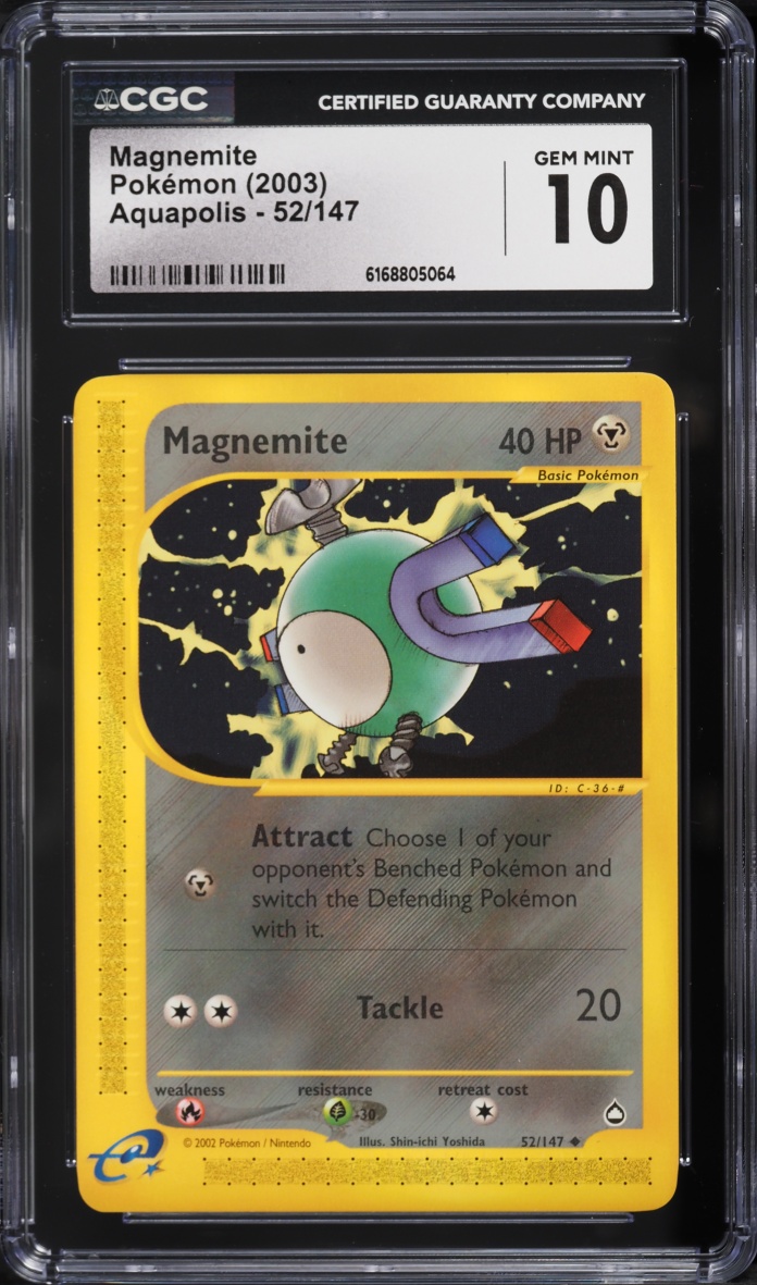2003 Pokemon Aquapolis Magnemite #52 CGC 10 GEM MINT
