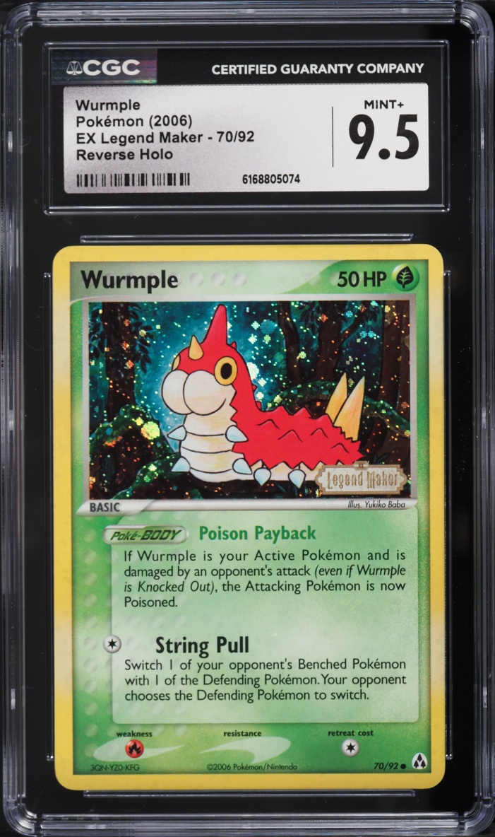 2006 Pokemon EX Legend Maker Reverse Holo Wurmple #70 CGC 9.5 MINT+