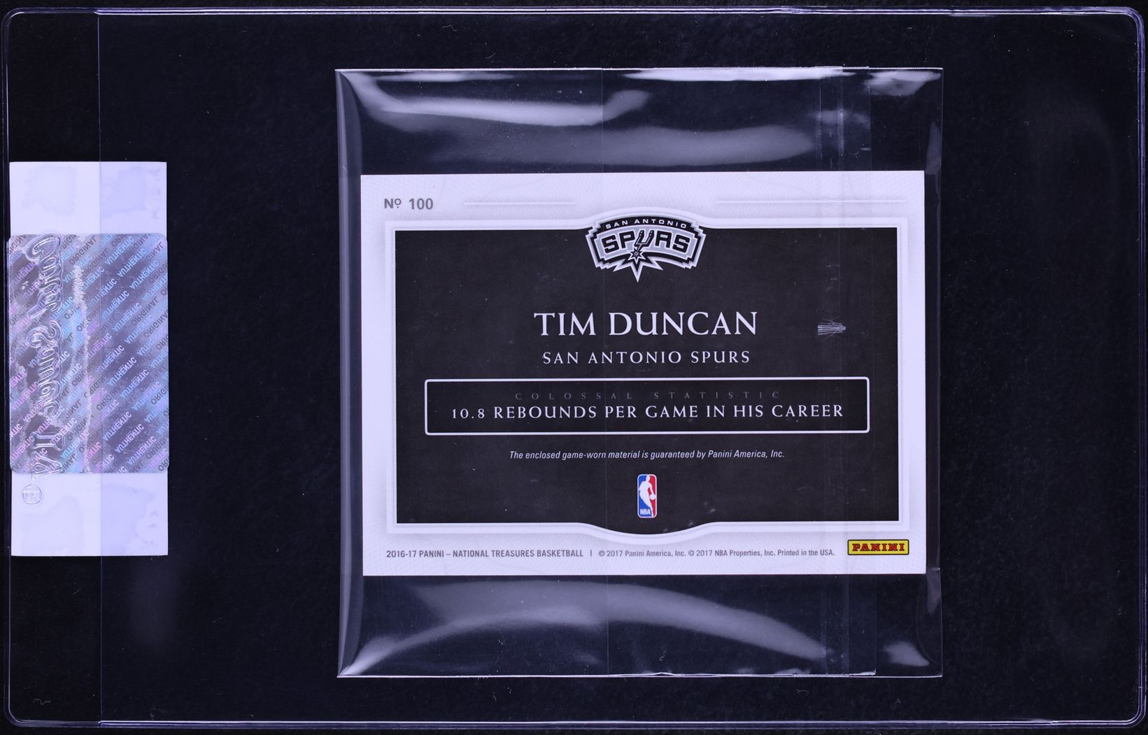 2016 National Treasures Colossal Tim Duncan NBA LOGOMAN PATCH 2/2 #100 CGC AUTH