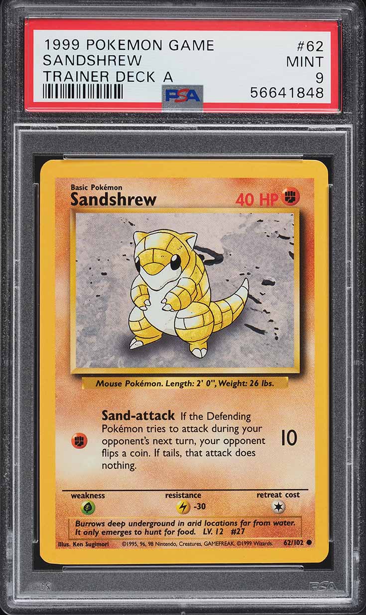 1999 Pokemon Base Set Trainer Deck A Sandshrew #62 PSA 9 MINT