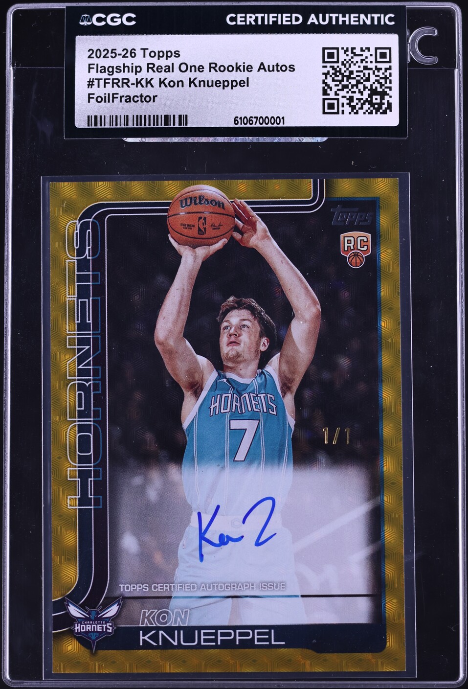 2025 Topps Flagship Real One Foilfractor Kon Knueppel ROOKIE AUTO 1/1 #TFRR-KK CGC AUTH