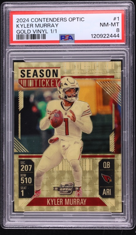 2024 Panini Contenders Optic Season Ticket Gold Vinyl Kyler Murray 1/1 #1 PSA 8 NM-MT