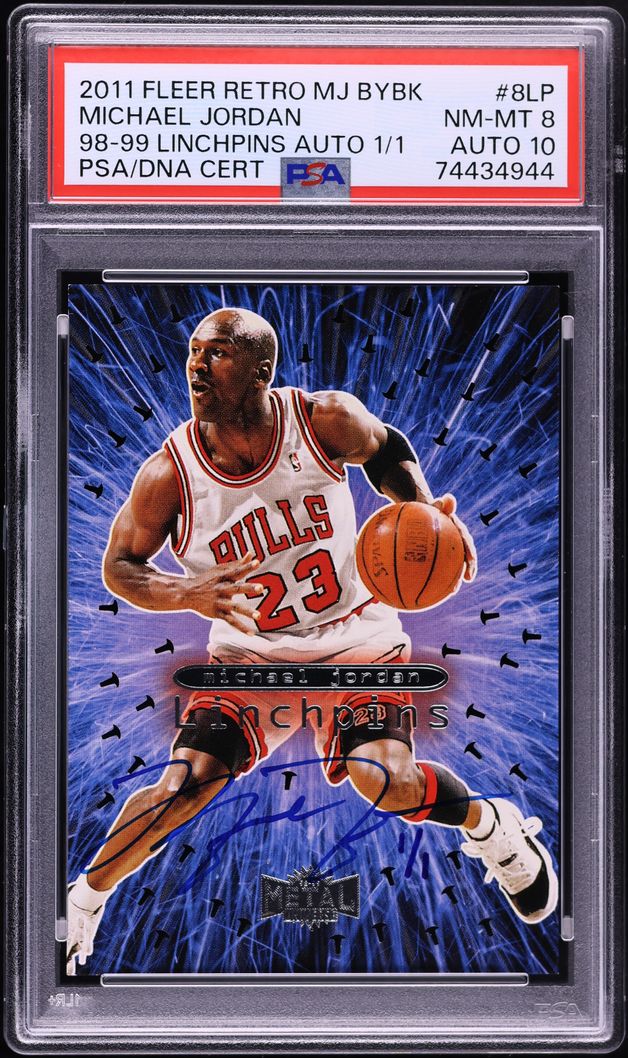 2011 Fleer Retro '98 Buyback Linchpins Michael Jordan AUTO DNA 10 1/1 #8LP PSA 8 NM-MT