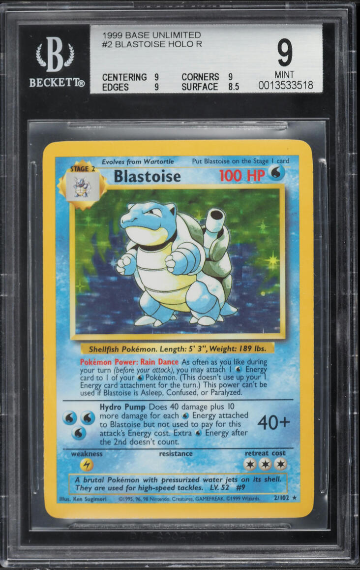 1999 Pokemon Base Set Holo Blastoise #2 BGS 9 MINT
