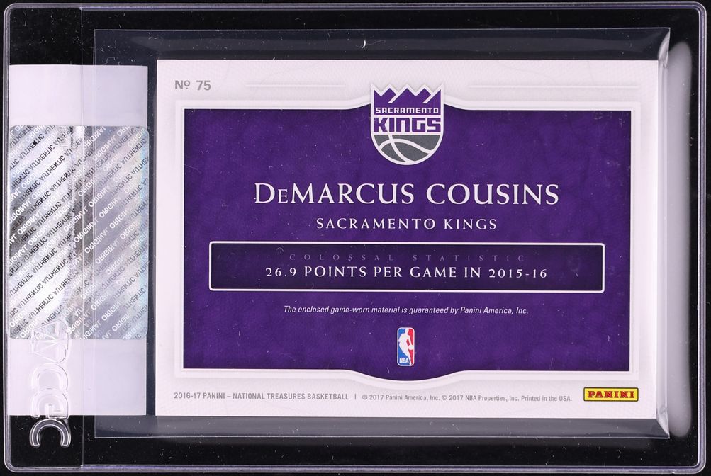 2016 National Treasures Colossal DeMarcus Cousins NBA LOGOMAN PATCH 1/3 #75 CGC AUTH