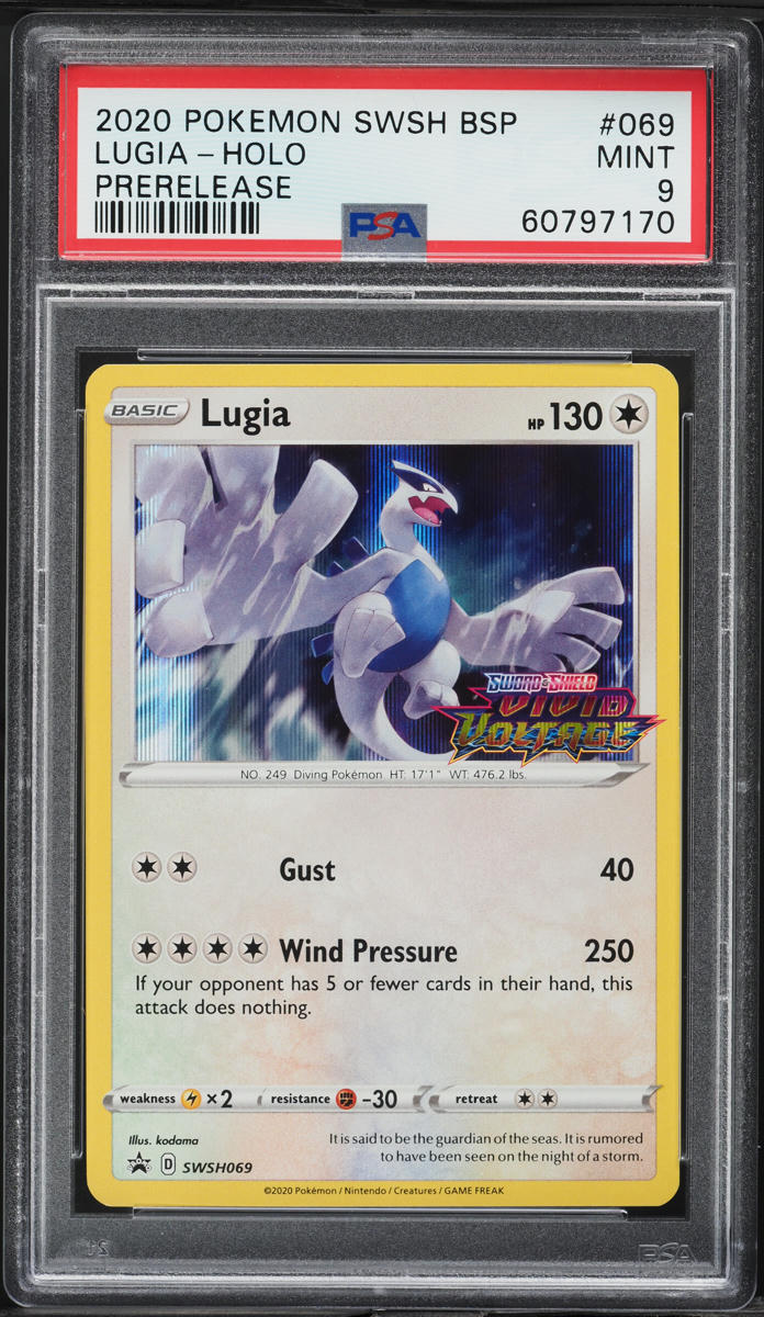2020 Pokemon SWSH Black Star Promo Vivid Voltage Prerelease Holo Lugia PSA 9