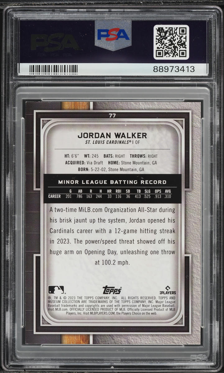 2023 Topps Museum Collection Jordan Walker ROOKIE #77 PSA 9 MINT