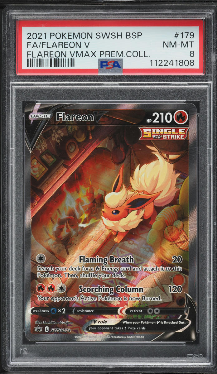 2021 Pokemon SWSH Black Star Promo VMAX Premium Full Art Flareon V #179 PSA 8