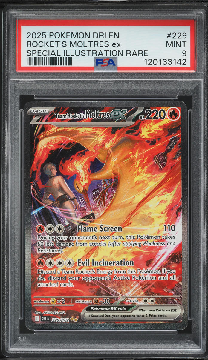 2025 Pokemon SV Destined Rivals SIR Rocket's Moltres ex #229 PSA 9 MINT