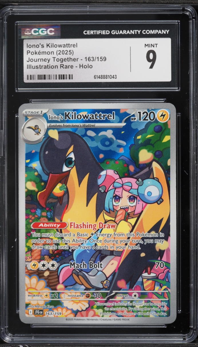 2025 Pokemon Scarlet & Violet Journey Together IR Iono's Kilowattrel #163 CGC 9 MINT