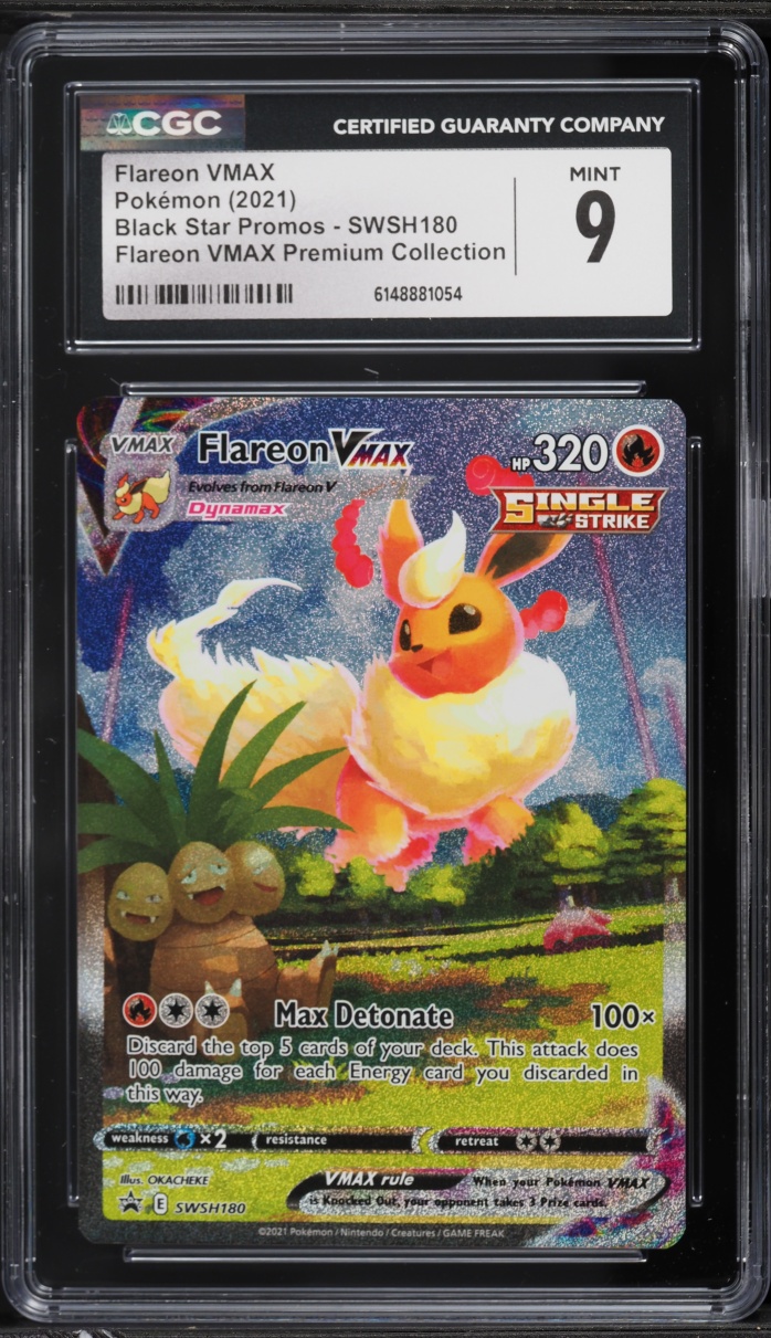 2021 Pokemon Sword & Shield Promo Premium Collection Full Art Flareon VMAX #SWSH180 CGC 9 MINT