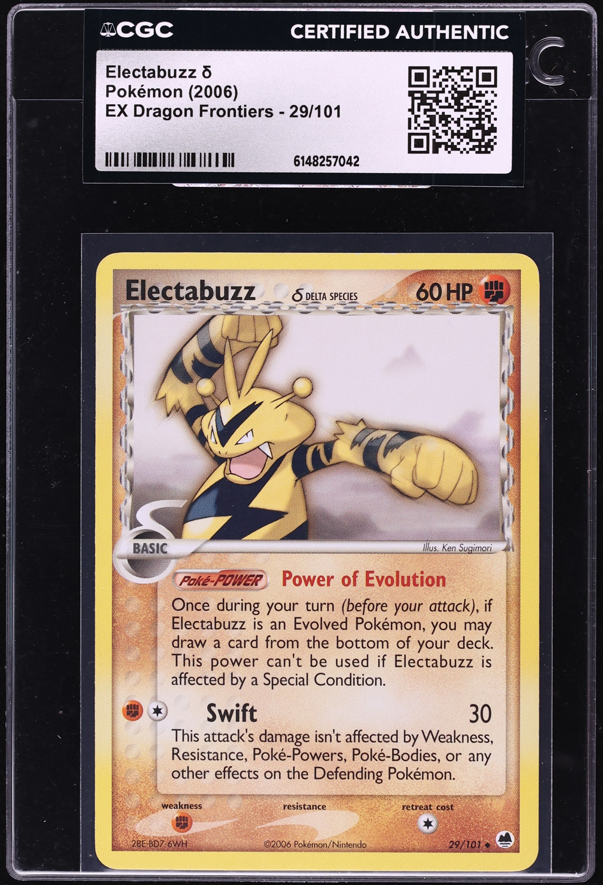 2006 Pokemon Ex Dragon Frontiers Electabuzz #29 CGC AUTH