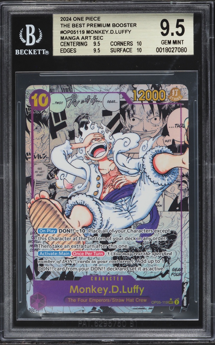 2024 One Piece The Best Premium Booster Manga Art Monkey D. Luffy #OP05-119 BGS 9.5 GEM MINT