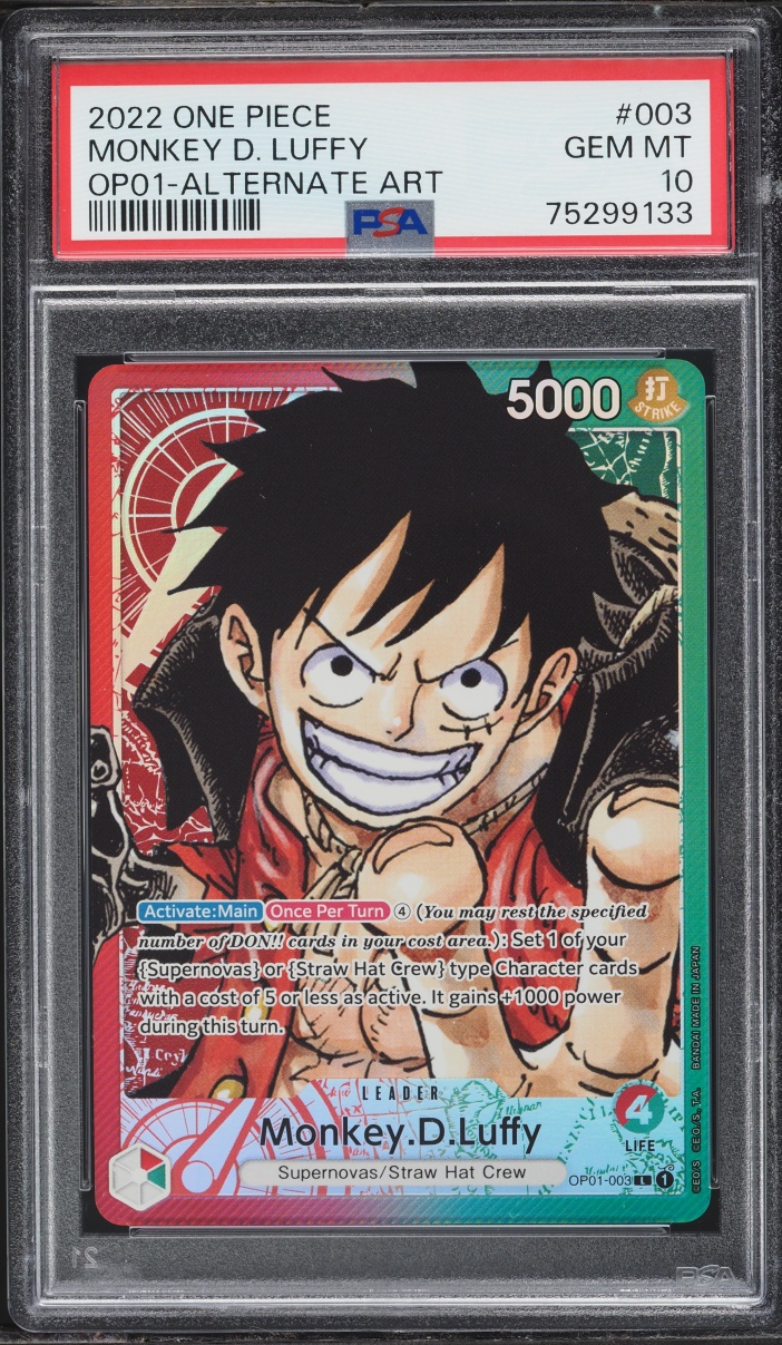 2022 One Piece Romance Dawn Alt Art Leader Monkey D. Luffy #OP01-003 PSA 10 GEM MINT