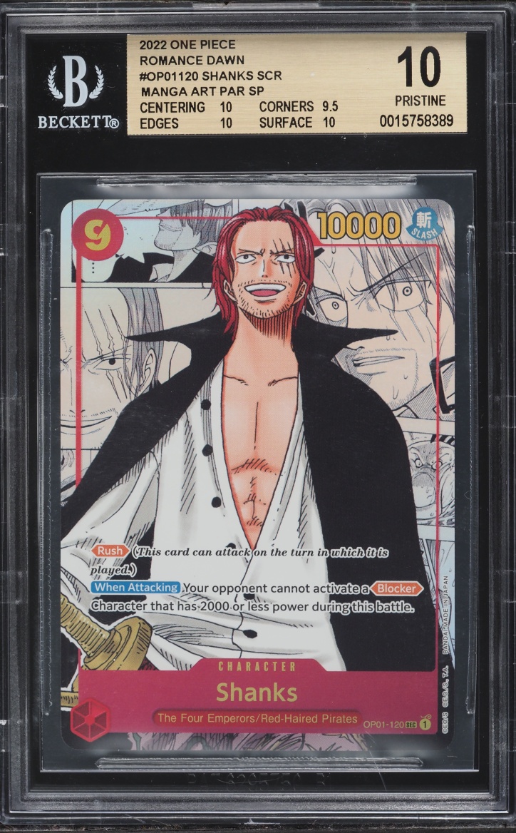 2022 One Piece Romance Dawn Manga Art Shanks #OP01-120 BGS 10 PRISTINE