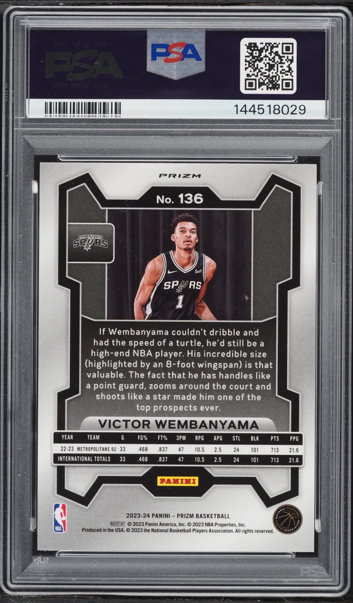 2023 Panini Prizm Orange Ice Victor Wembanyama ROOKIE #136 PSA 9 MINT