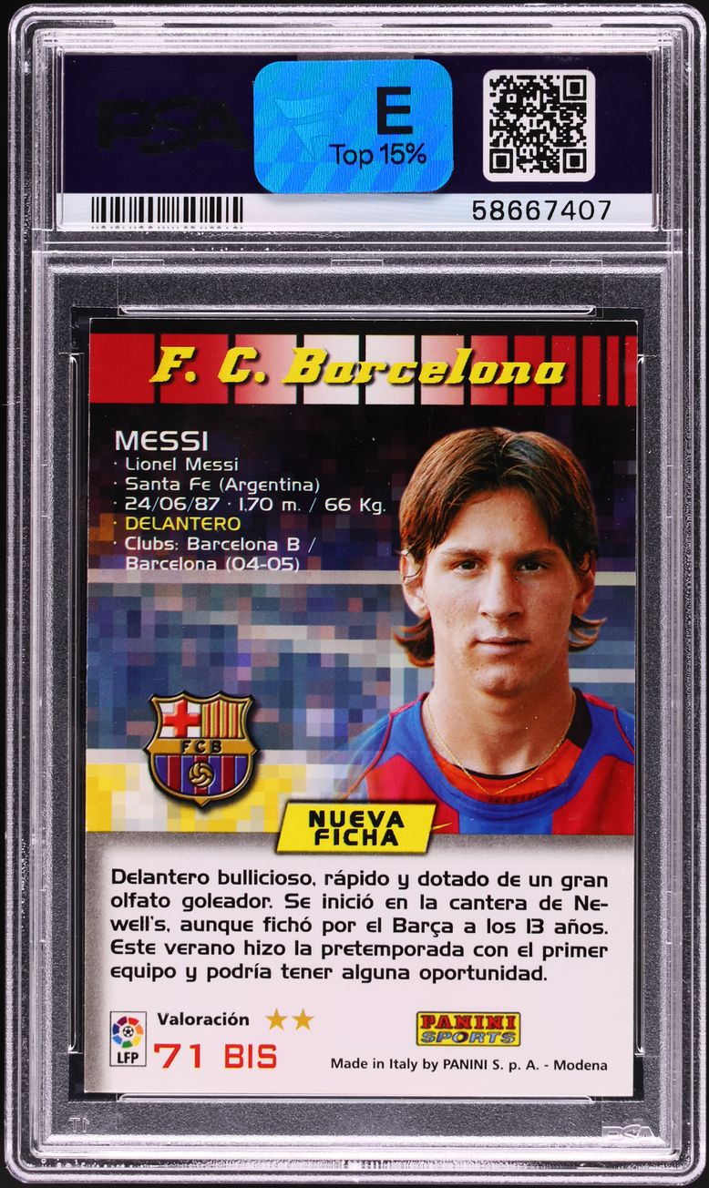 2004 Panini Sports Mega Cracks Lionel Messi ROOKIE #71 PSA 6 EXMT