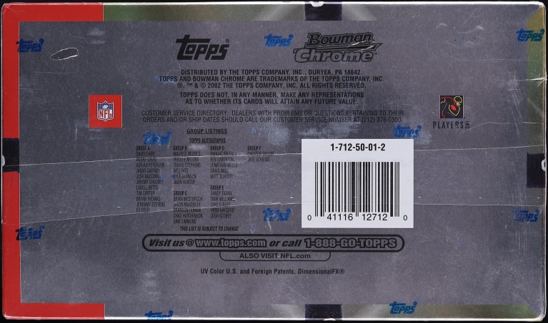 2002 Bowman Chrome Football Sealed Hobby Box, 18ct Packs Tom Brady Refractor? - Photo 2
