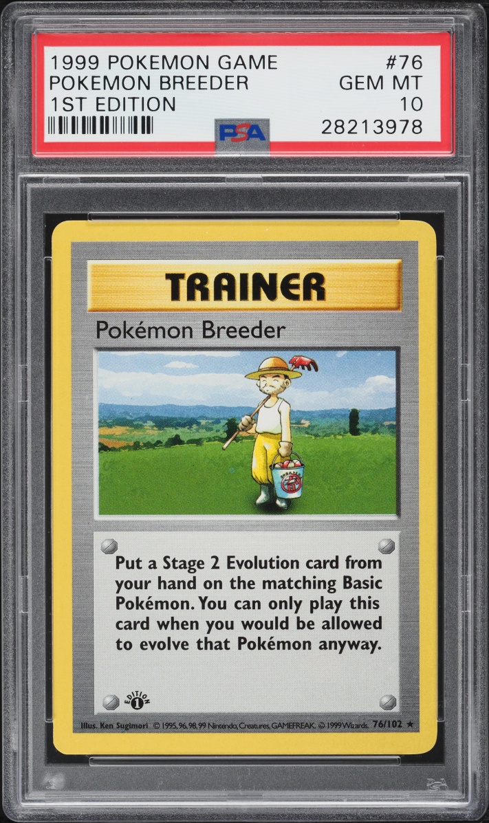 1999 Pokemon Base Set Shadowless 1st Edition Pokemon Breeder #76 PSA 10 GEM MINT