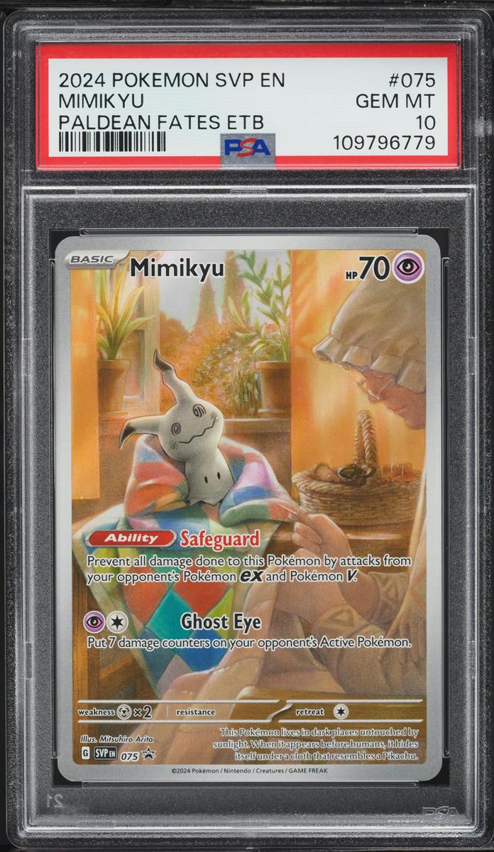 2024 Pokemon SV Black Star Promo Paldean Fates ETB Mimikyu #75 PSA 10 GEM MINT