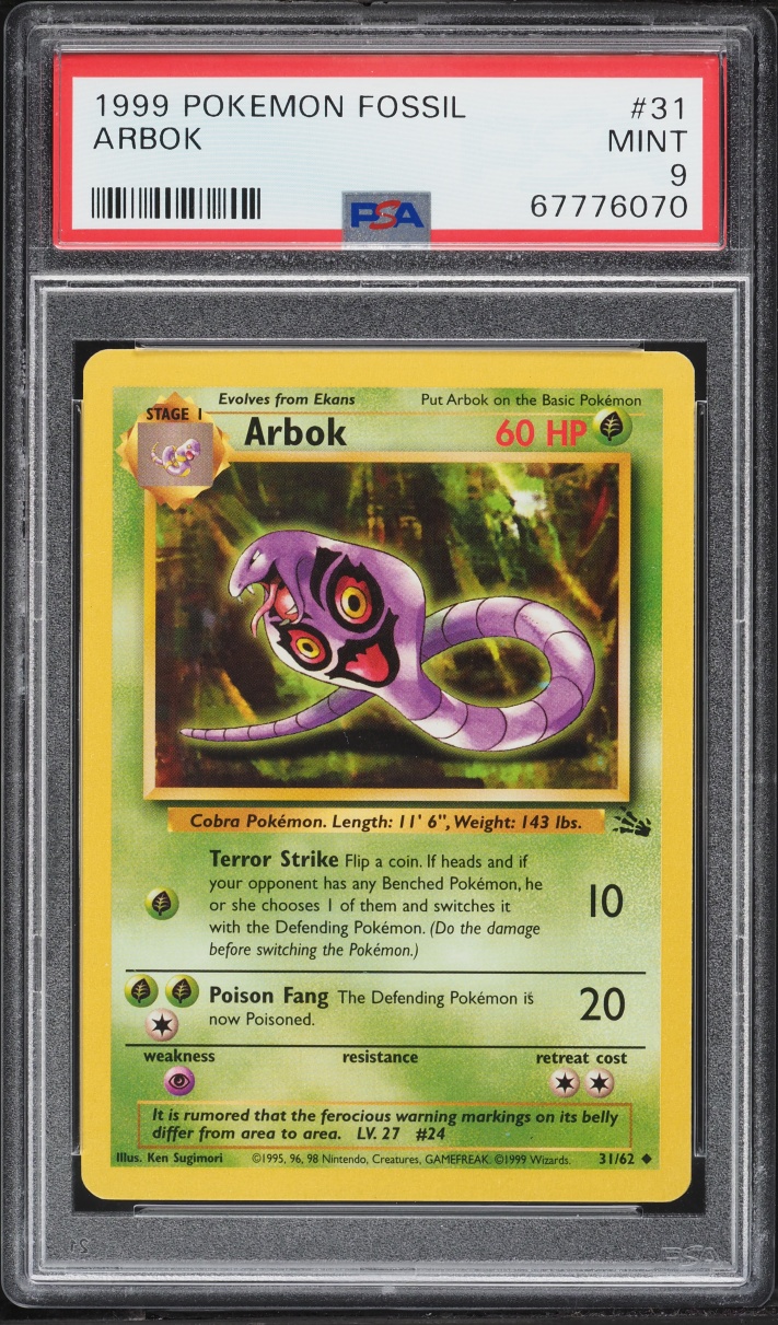 1999 Pokemon Fossil Arbok #31 PSA 9 MINT