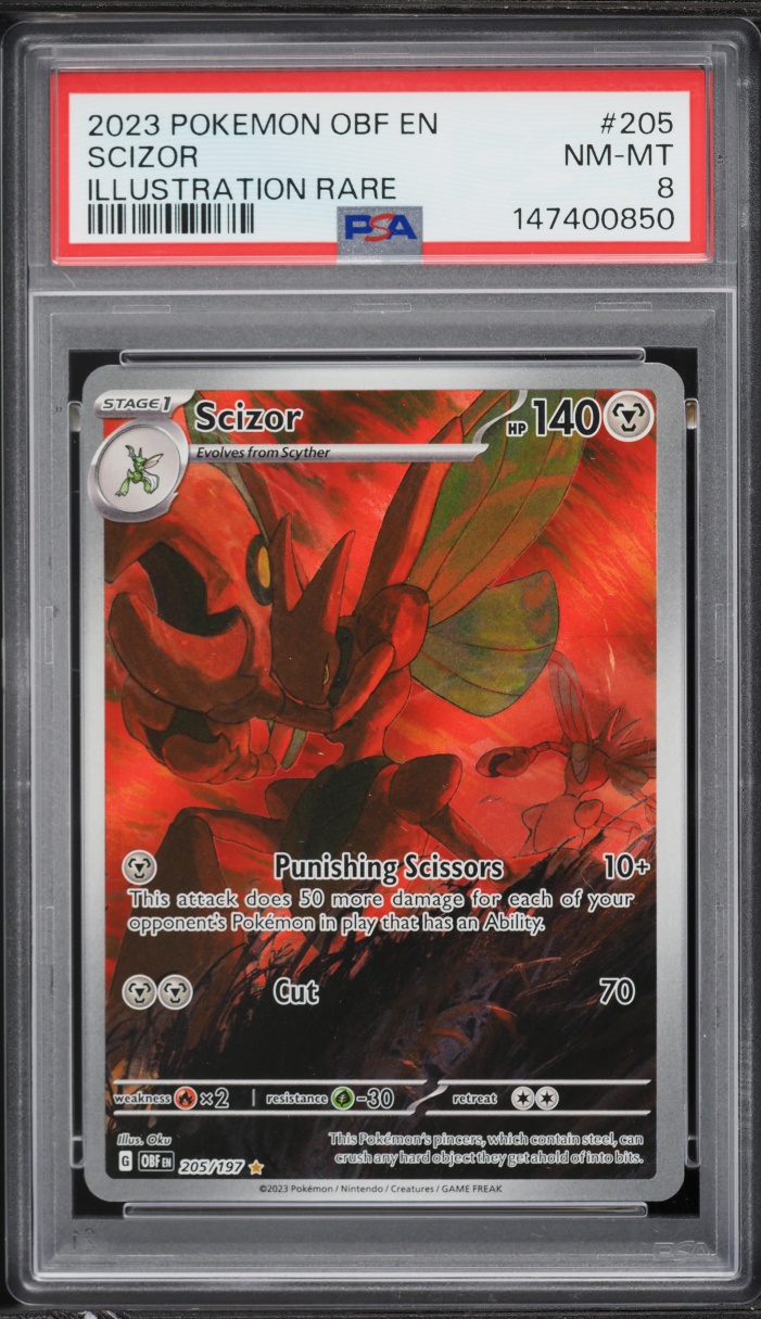 2023 Pokemon Scarlet & Violet Obsidian Flames IR Scizor #205 PSA 8 NM-MT
