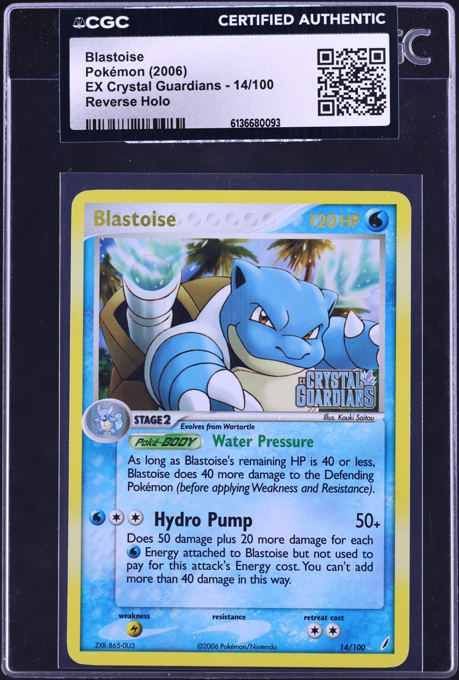 2006 Pokemon EX Crystal Guardians Reverse Holo Blastoise #14 CGC AUTH