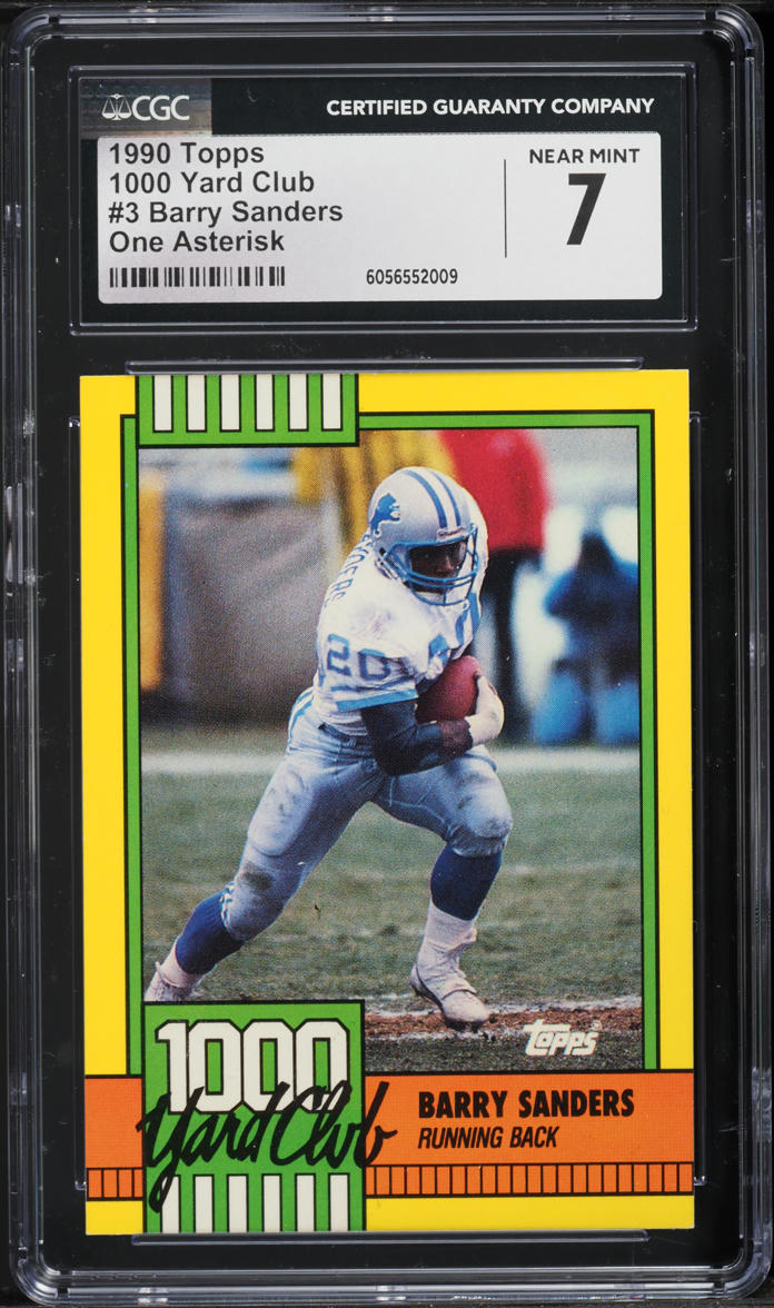 1990 Topps 1000 Yard Club One Asterisk Barry Sanders #3 CGC 7 NRMT