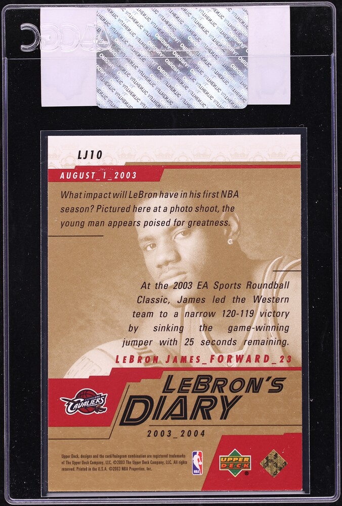 200 Upper Deck LeBron's Diary LeBron James ROOKIE #LJ10 CGC AUTH
