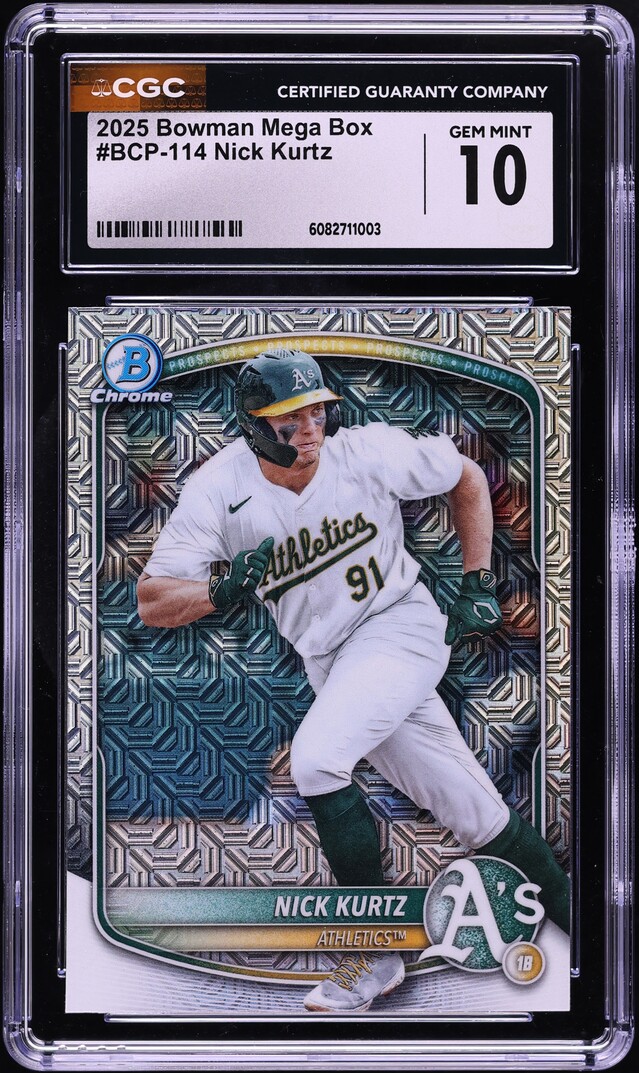 2025 Bowman Chrome Mega Box Nick Kurtz PROSPECT #BCP-114 CGC 10 GEM MINT