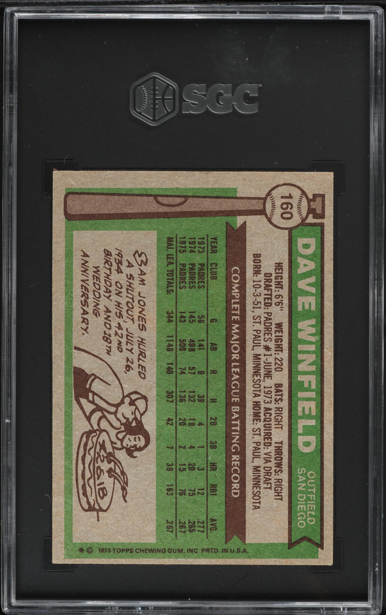 1976 Topps Dave Winfield #160 SGC 4.5 VGEX+