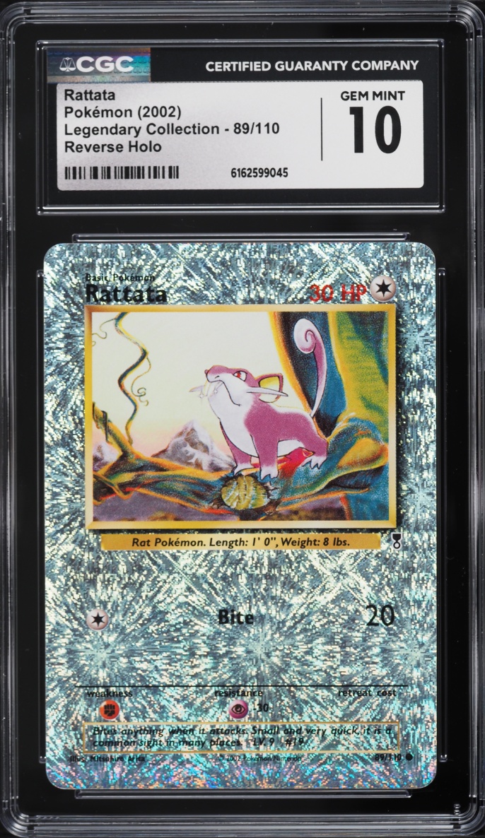 2002 Pokemon Legendary Collection Reverse Holo Rattata #89 CGC 10 GEM MINT