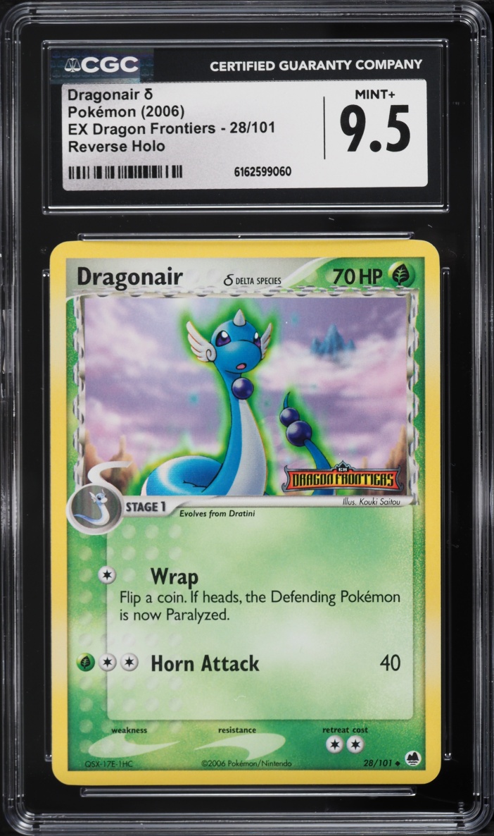 2006 Pokemon EX Dragon Frontiers Reverse Holo Dragonair #28 CGC 9.5 MINT+