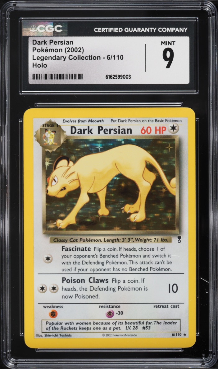 2002 Pokemon Legendary Collection Holo Dark Persian #6 CGC 9 MINT