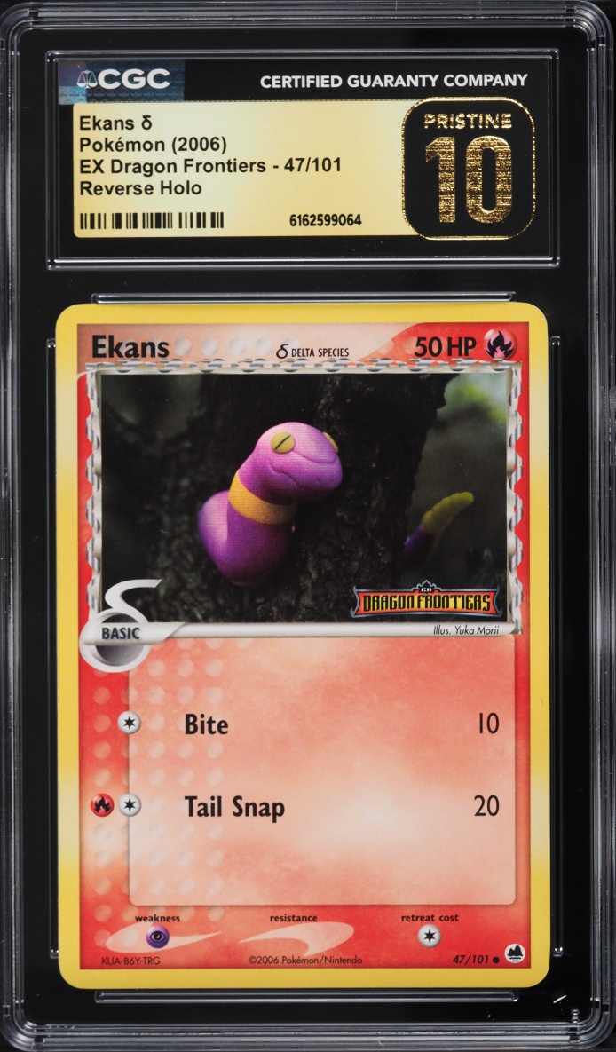 2006 Pokemon EX Dragon Frontiers Reverse Holo Ekans #47 CGC 10 PRISTINE