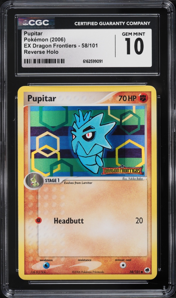 2006 Pokemon EX Dragon Frontiers Reverse Holo Pupitar #58 CGC 10 GEM MINT