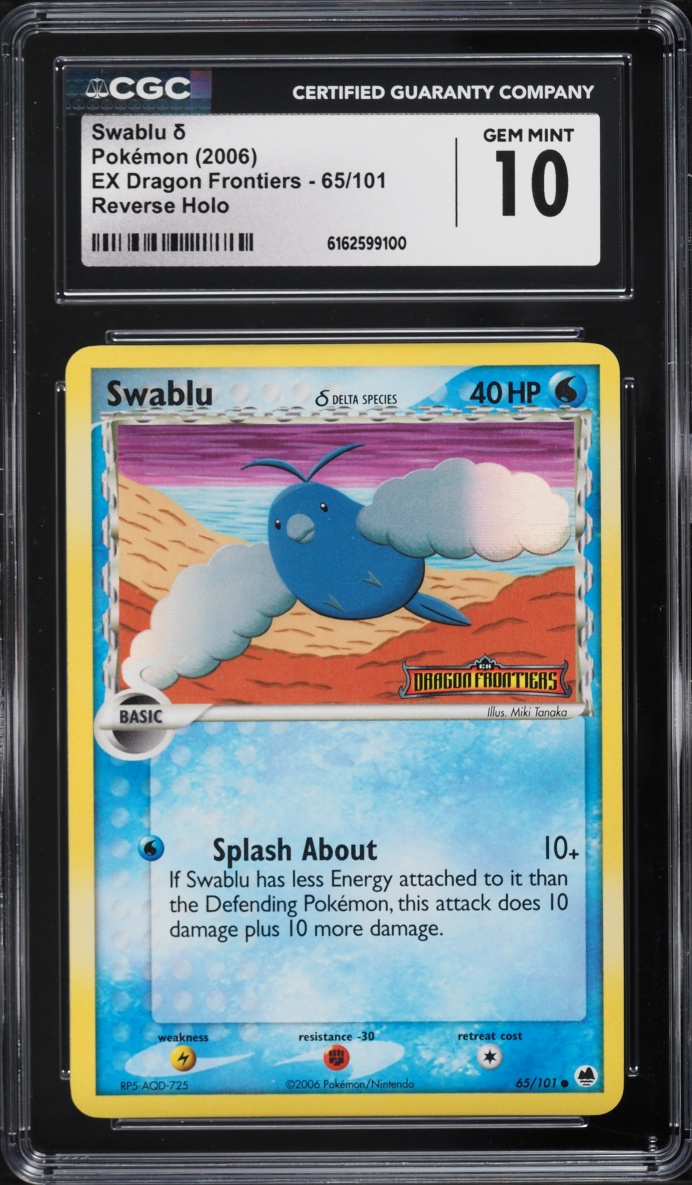2006 Pokemon EX Dragon Frontiers Reverse Holo Swablu #65 CGC 10 GEM MINT