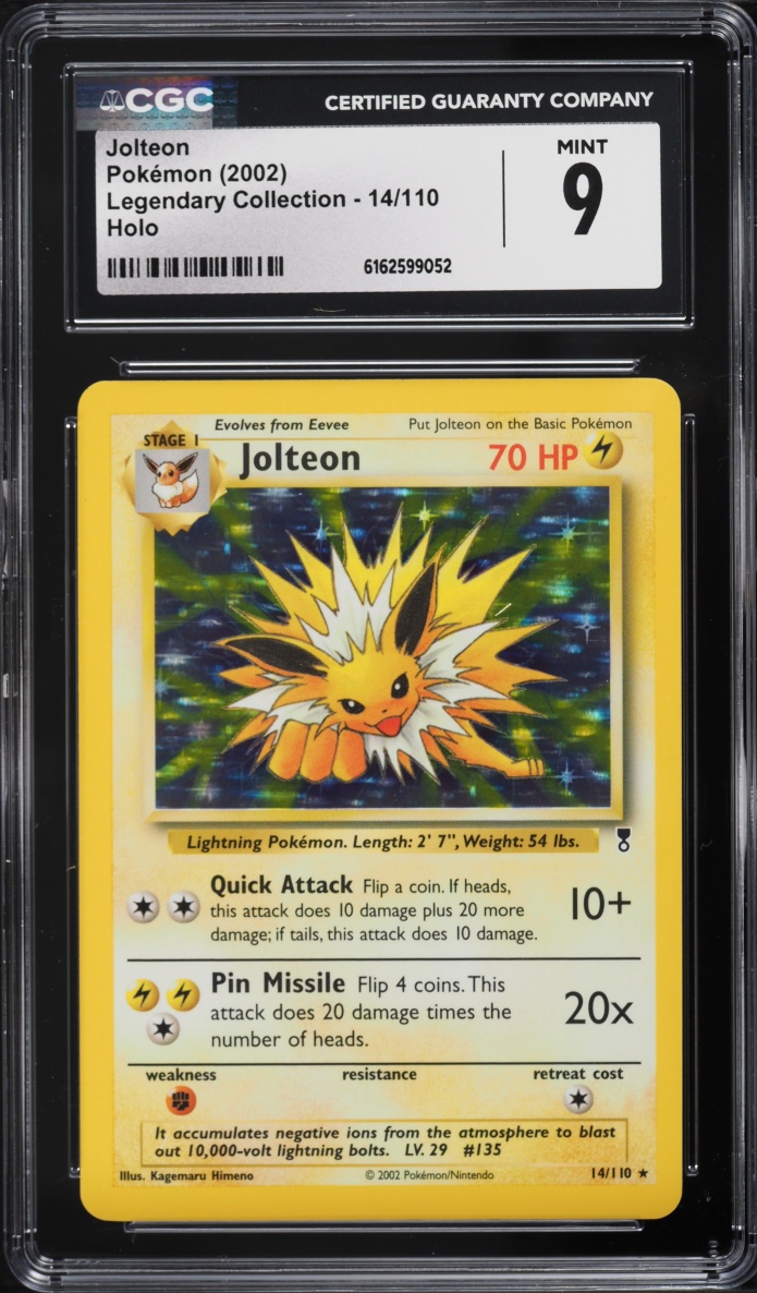 2002 Pokemon Legendary Collection Holo Jolteon #14 CGC 9 MINT