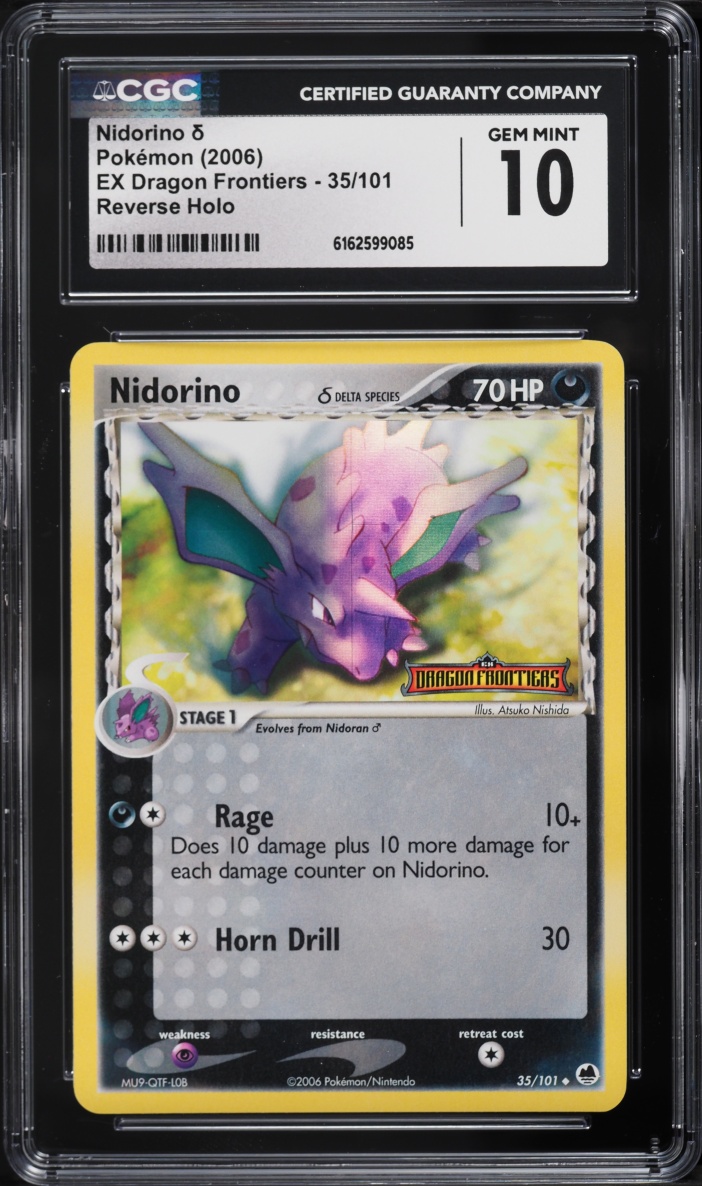 2006 Pokemon EX Dragon Frontiers Reverse Holo Nidorino #35 CGC 10 GEM MINT