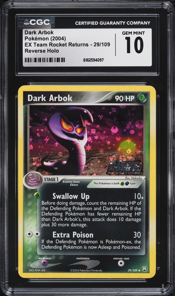 2004 Pokemon EX Team Rocket Returns Reverse Holo Dark Arbok #29 CGC 10 GEM MINT