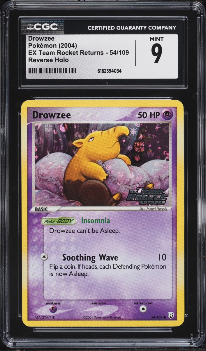 2004 Pokemon EX Team Rocket Returns Reverse Holo Drowzee #54 CGC 9 MINT