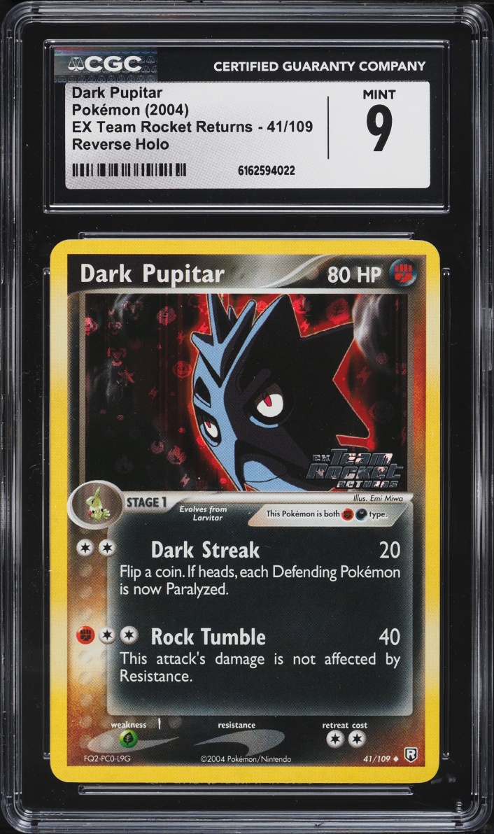 2004 Pokemon EX Team Rocket Returns Reverse Holo Dark Pupitar #41 CGC 9 MINT
