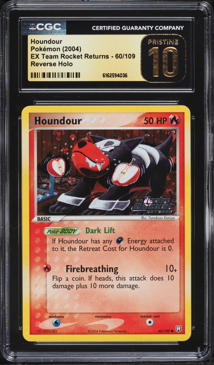 2004 Pokemon EX Team Rocket Returns Reverse Holo Houndour #60 CGC 10 PRISTINE