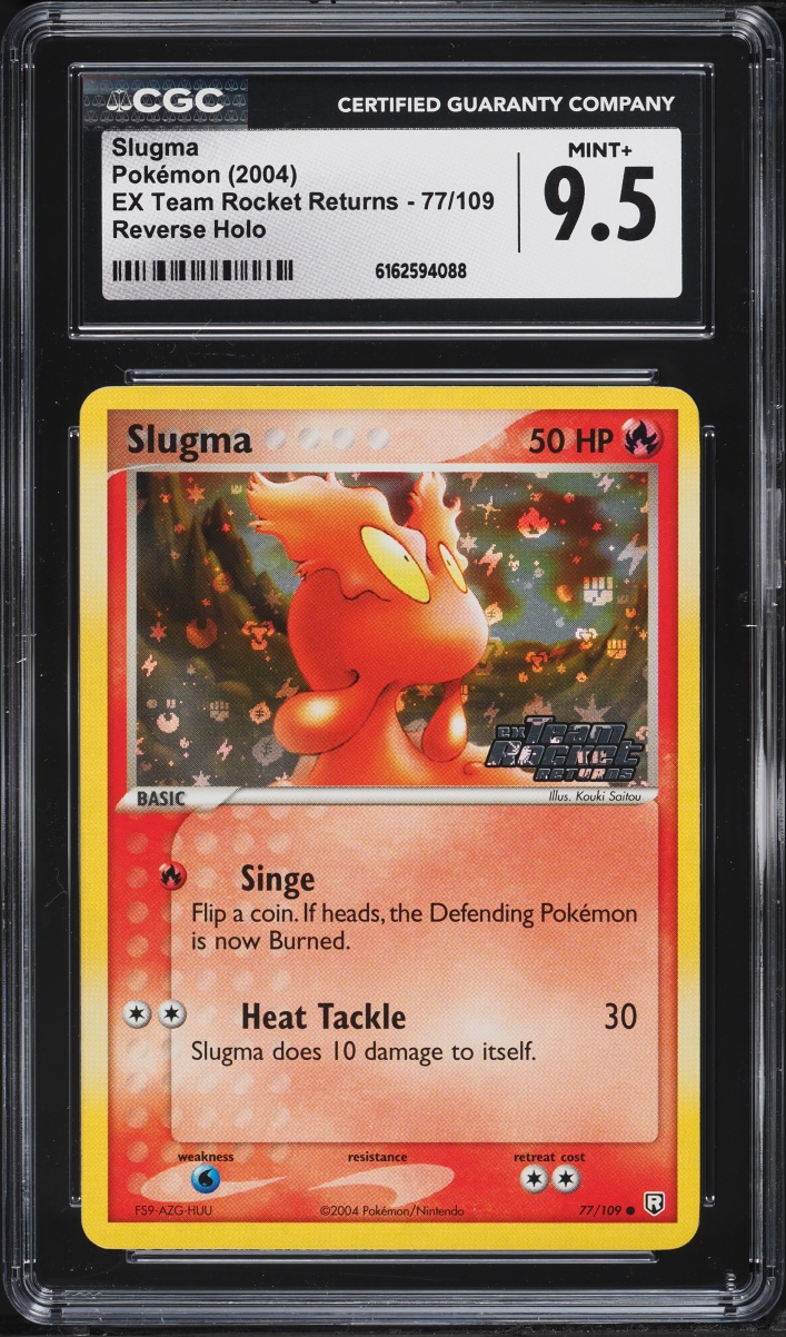 2004 Pokemon EX Team Rocket Returns Reverse Holo Slugma #77 CGC 9.5 MINT+